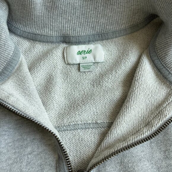 Aerie Quarter Zip Womens Small Gray Long Sleeve Comfort Lounge Travel Preppy - Picture 4 of 6